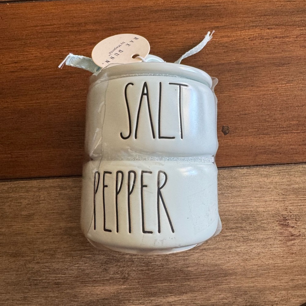 Rae Dunn Light Blue Ceramic Salt and Pepper Container - Picture 3 of 3
